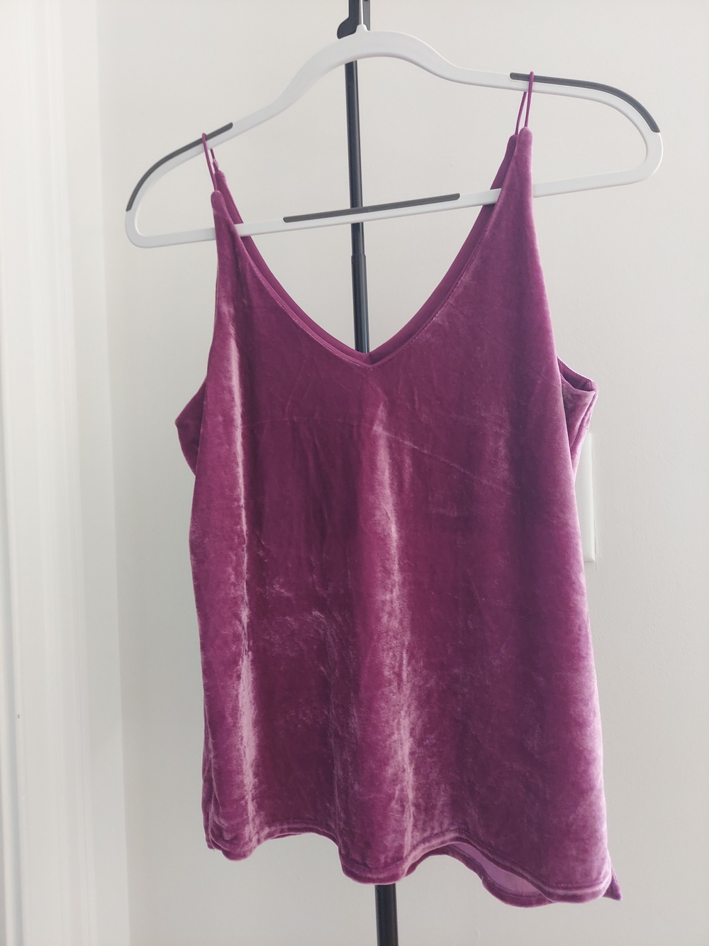 Shinestar Purple Faux Velvet V-Neck Spaghetti Strap Tank Top Size S